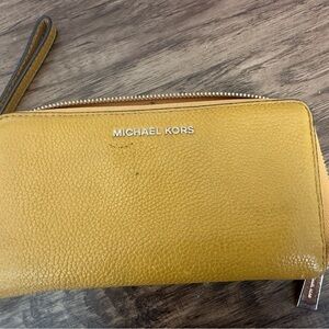 Michael Kors Yellow Leather Wristlet